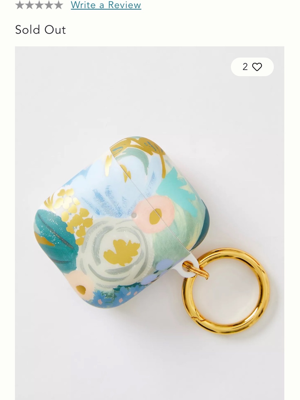 Floral Pastel AirPods Case with Gold Keyring - Rifle Paper Co (1st/2nd GEN)